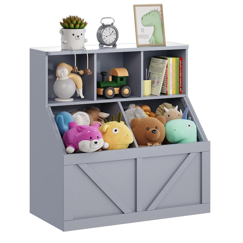 Toy Storage Organizer and Kids Bookshelf, Toddler Toy Storage Cabinet with Toy Shelf