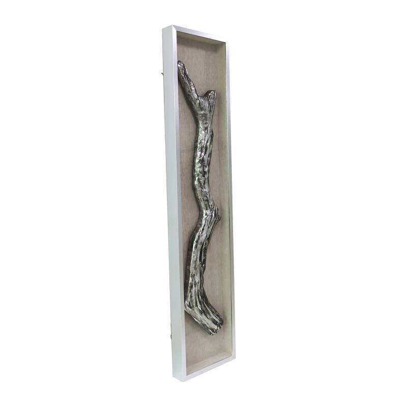 Glass Wall Sculpture Branch-Inspried 3D Relief (Set of 2) - 70" Ivory - 15" x 3" x 70"