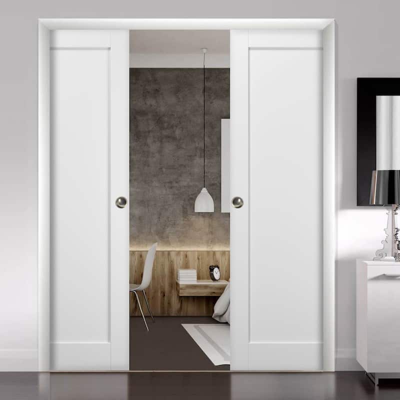 French Double Pocket Doors Frames / Quadro 4111 White Silk