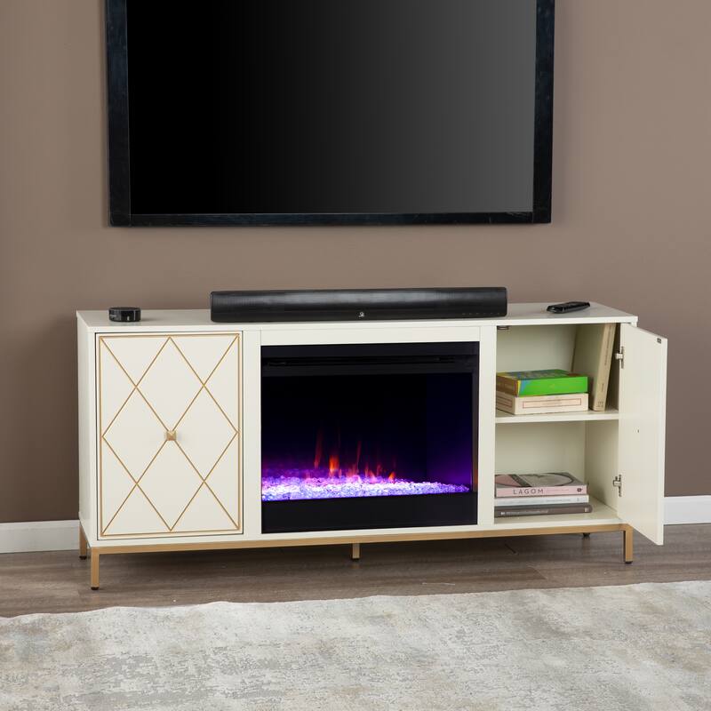 SEI Furniture Marradi Modern Media TV Stand with Storage & Electric Fireplace Insert