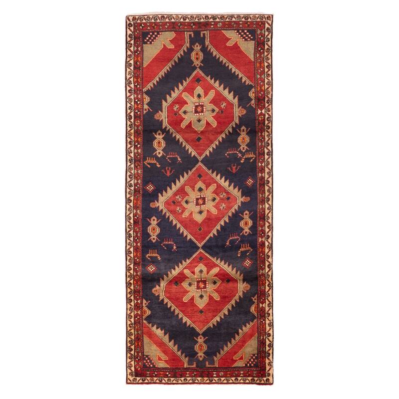 ECARPETGALLERY Hand-knotted Konya Anatolian Dark Navy Wool Rug - 4'0 x 10'4