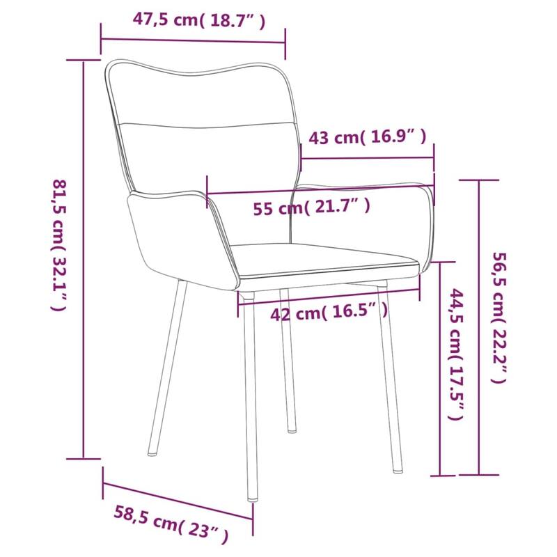 vidaXL Dining Chairs 2 Pcs Accent Upholstered Chair for Living Room Velvet - 21.7" x 23" x 32.1"