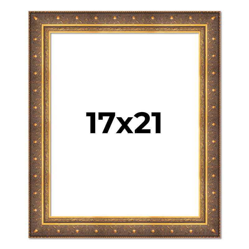 17x21 Frame Vintage Gold Solid Wood Picture Frame | 2.5 Inch Moulding