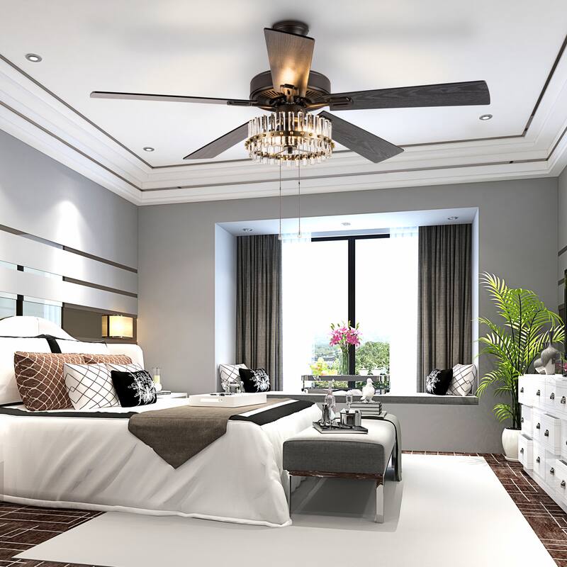 Carrie River of Goods Oil-Rubbed Bronze Metal 2-Light 52-Inch Ceiling Fan - 52" x 52" x 13.5"/18.5"