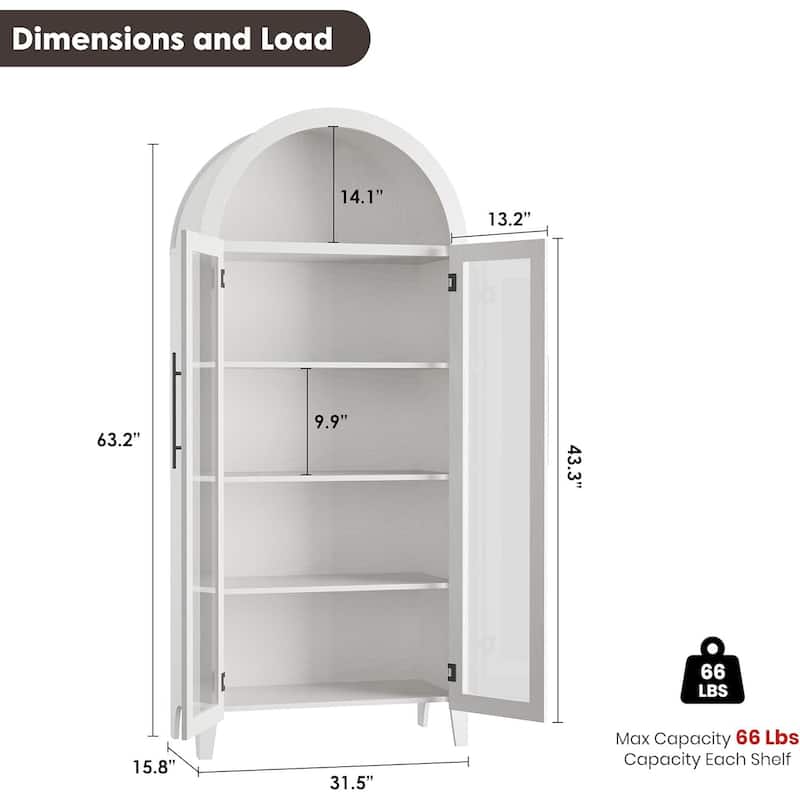 5 Tier Display Book Shelf Arched Kitchen Pantry Storage Cabinet