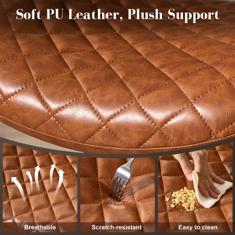 HOOOWOOO Mid-Century Leather Ergonomic Office Chair Adjustable Swivel Task Chair