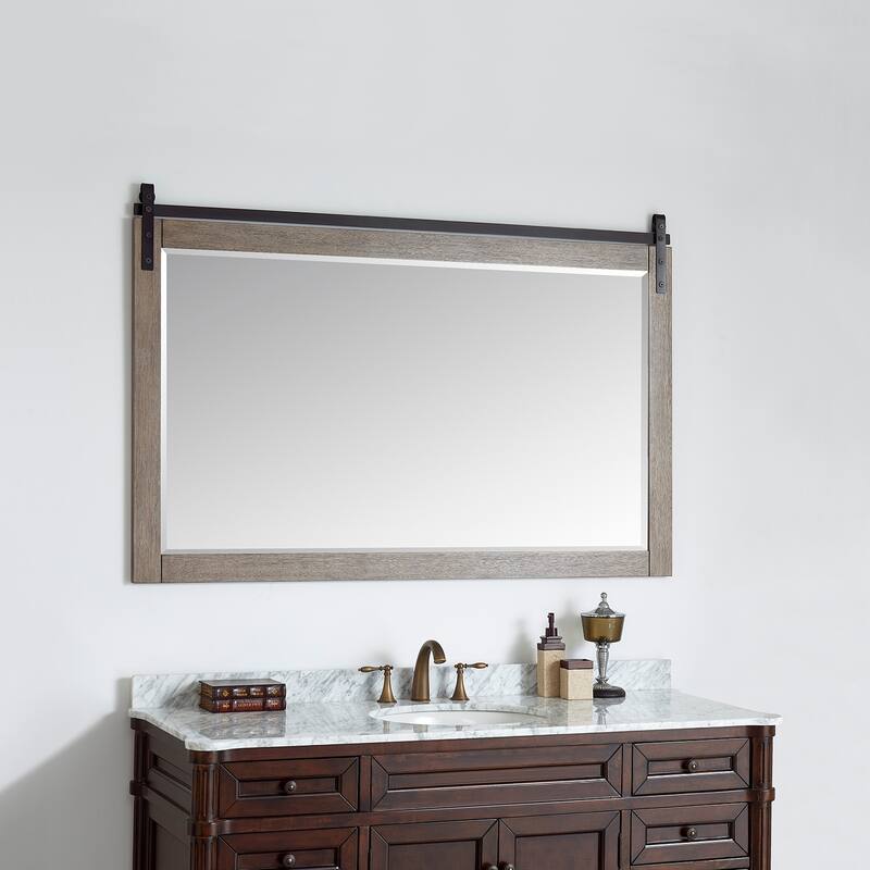 Cortes 60" Bathroom Vanity Barndoor Wall Mirror in Grey
