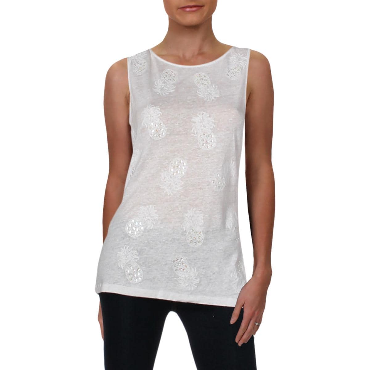 Shop Tommy Bahama Womens Petites Linnea Tank Top Linen Sequined