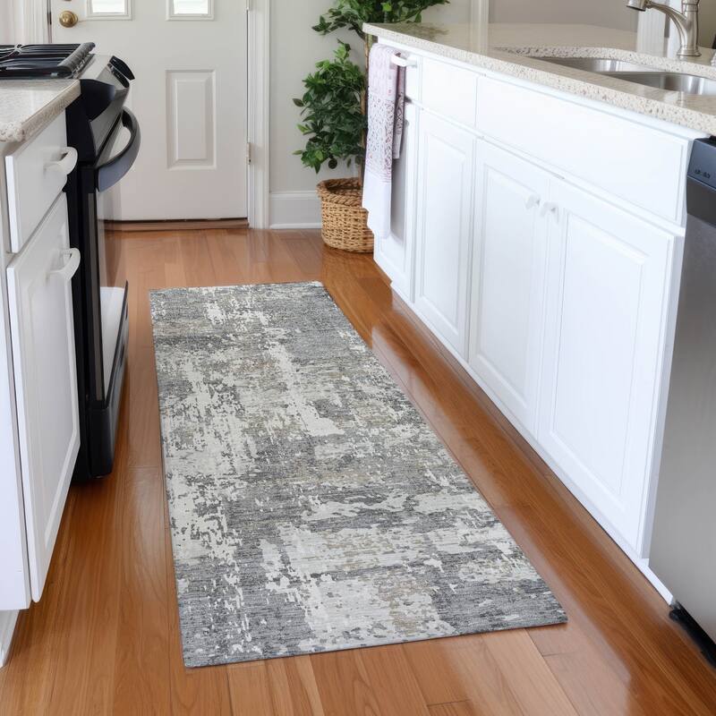 Premium Washable Super Soft Abstract Acree Mayfield Rug - Gray - 2'3" x 7'6"