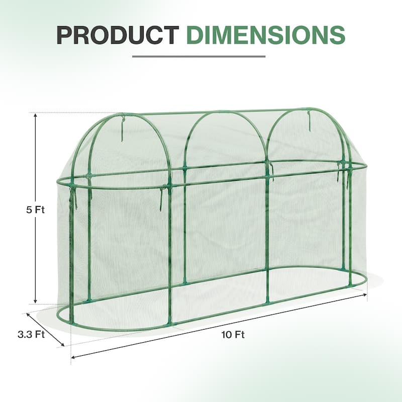 Aoodor 10'x3.3'x5' Crop Cage Plant Protection Netting Tent with Zipper