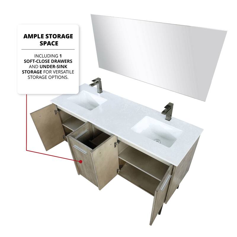 Lancy Rustic Acacia Bath Vanity, Cultured Marble Top and Mirror