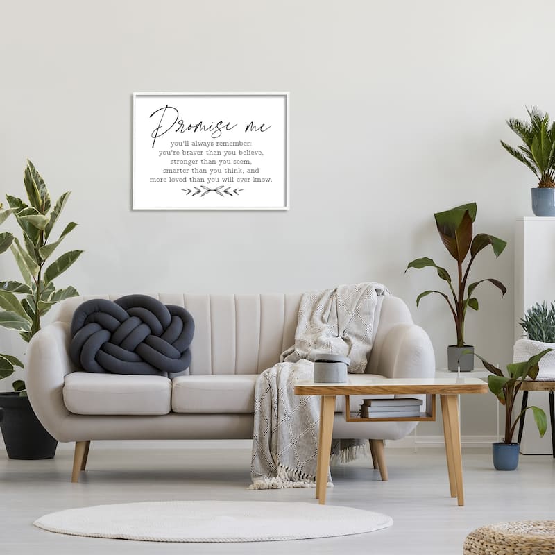 Stupell Inspirational Self Love Quote Casual Botanical Design Framed Wall Art, Design by Lettered and Lined - White