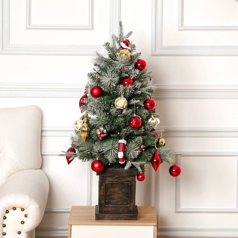3ft Pre-Lit Artificial Christmas Tree with Vintage Potted Base