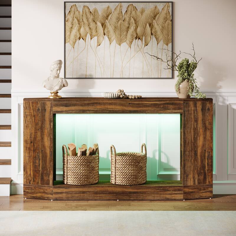Light Console Table, Entryway Hallway Foyer Display for Living Room, Brown - Large