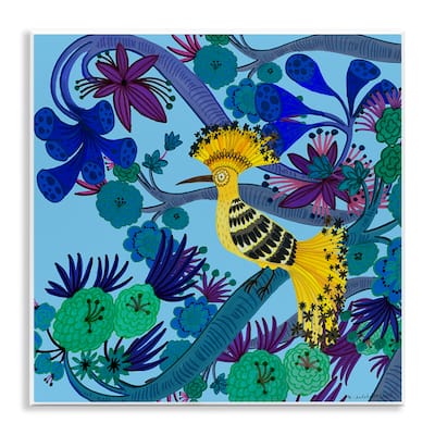 Stupell Whimsical Yellow Bird & Flowers Wall Plaque Art Design By Kay Widdowson
