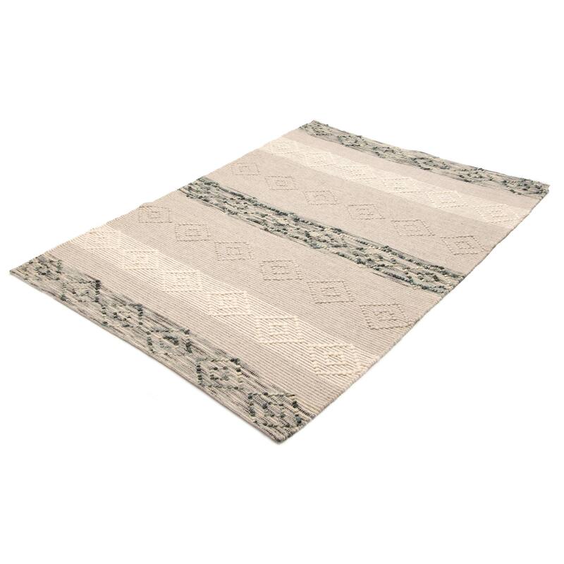 ECARPETGALLERY Braid weave Sienna Grey Wool Rug - 6'2 x 8'11