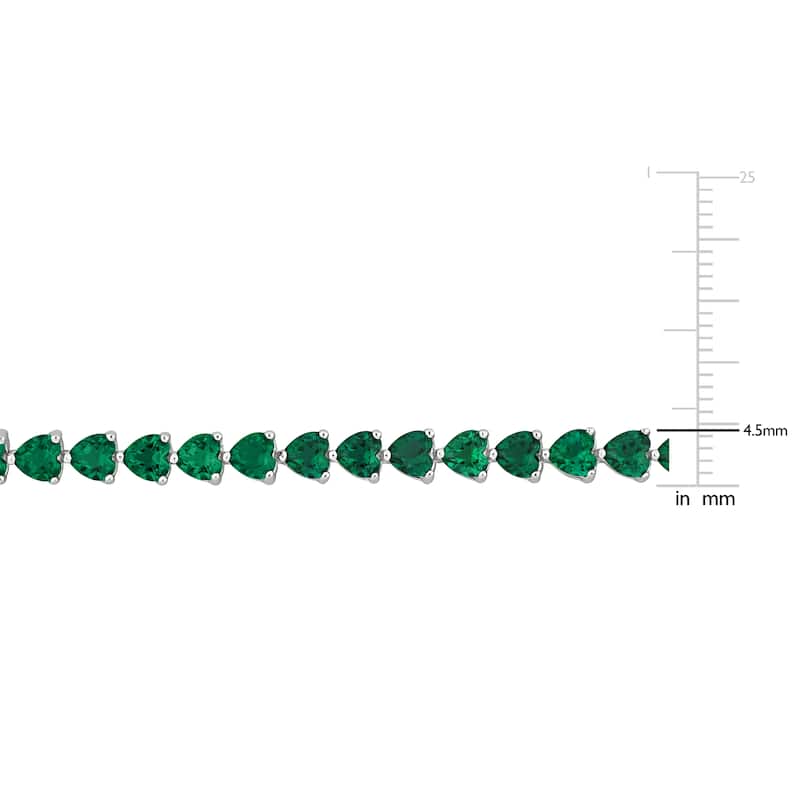 Miadora 4 3/4ct TGW Trillion-shape Created Emerald Tennis Bracelet Sterling Silver