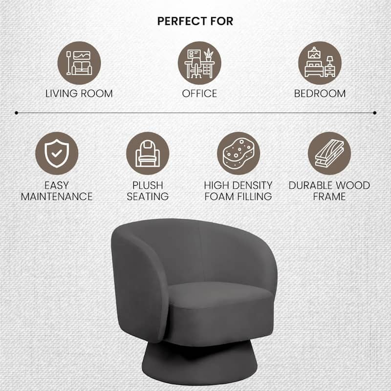 Raze 31" Swivel Accent Armchair Upholstered in Boucle/Velvet/Linen Fabric with Plush Cushioning and Solid Wood Support