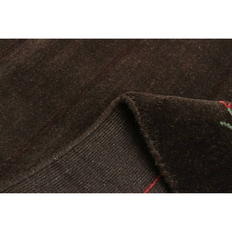 ECARPETGALLERY Hand Loomed Kashkuli Gabbeh Dark Brown Wool Rug - 3'0 x 4'9