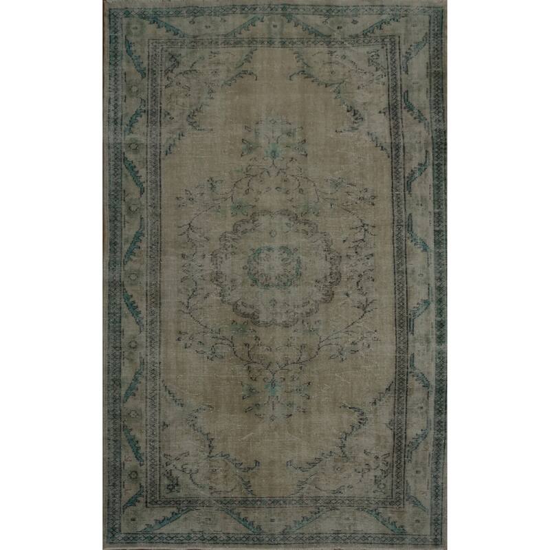 Hand Knotted Oriental 100% Wool Carpet Transitional Floral Beige & Ivories Anatolian Area Rug - 9' 4'' X 5' 10''