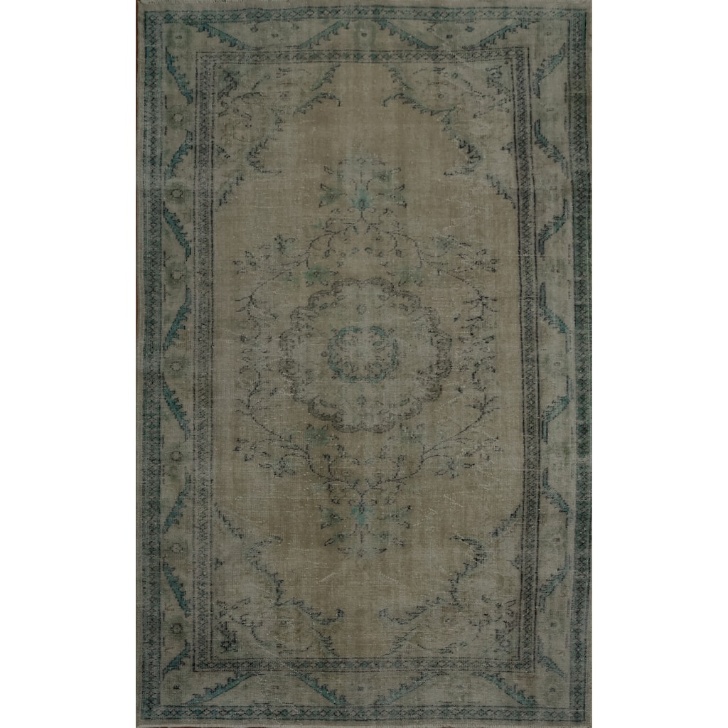 Hand Knotted Oriental 100% Wool Carpet Transitional Floral Beige & Ivories Anatolian Area Rug - 9' 4'' X 5' 10''