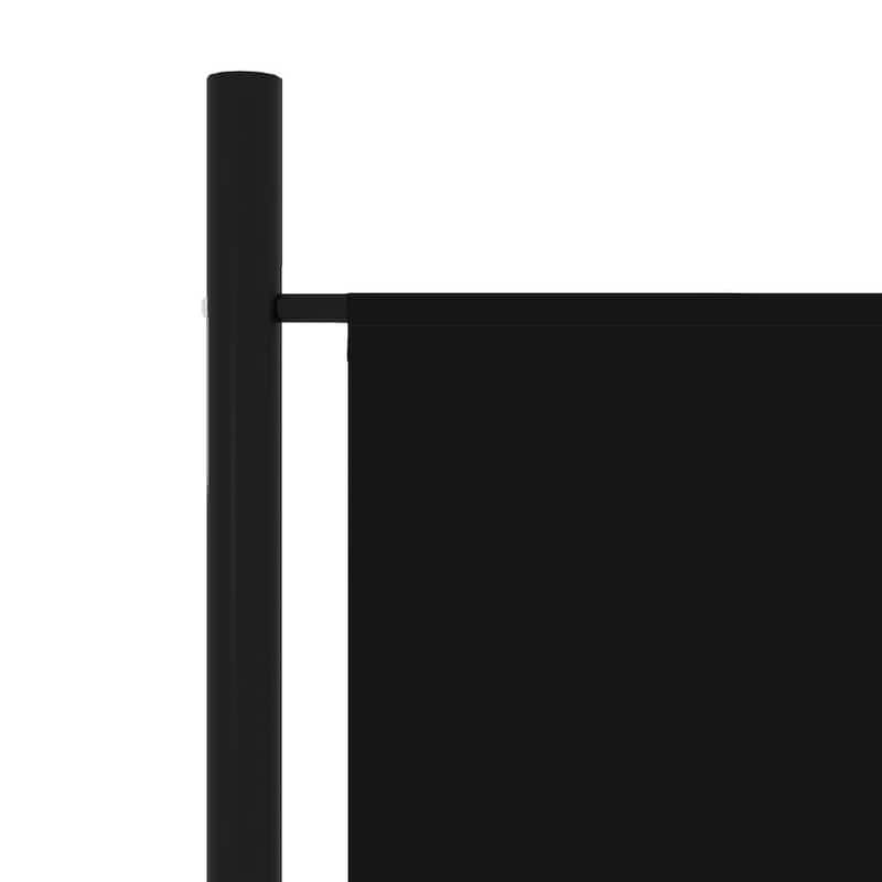 Dina 3 Panel Room Divider Screen, Black Fabric and Iron, 71 Inch