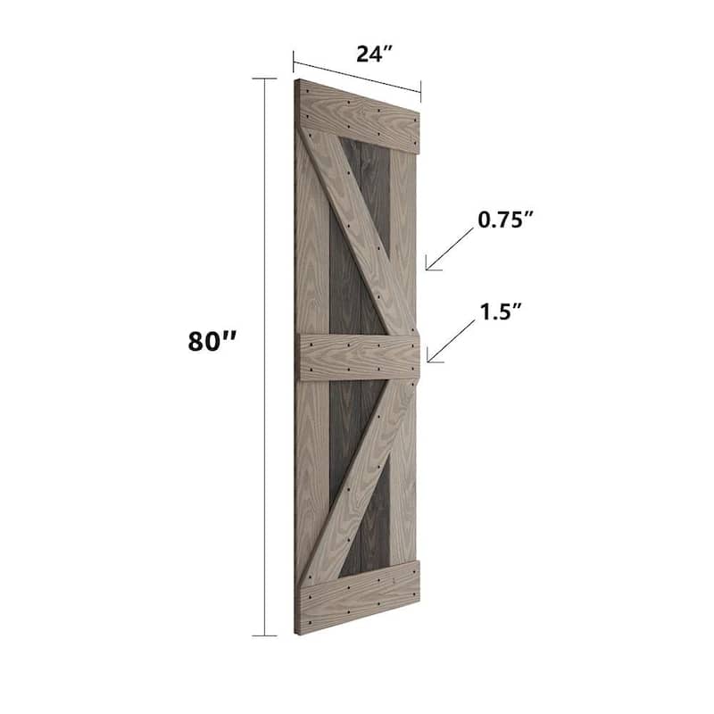 Coast Sequoia 30in./36in./48in. x 80in. Embossing Pine Wood Bi-Fold Barn Door With Sliding Hardware Kit