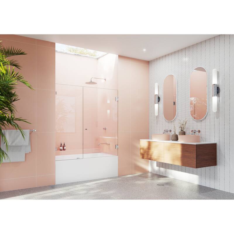 Glass Warehouse 58.25" x 52" Frameless Shower Bath Door - Wall Hinge