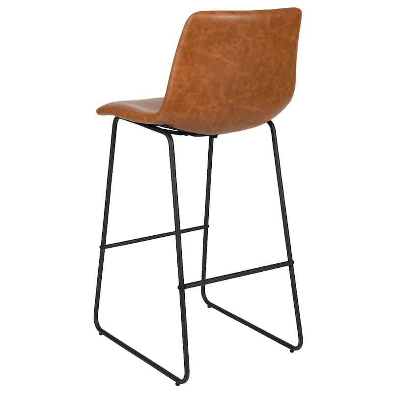 LeatherSoft Bucket Seat Bar Stool (Set of 2)