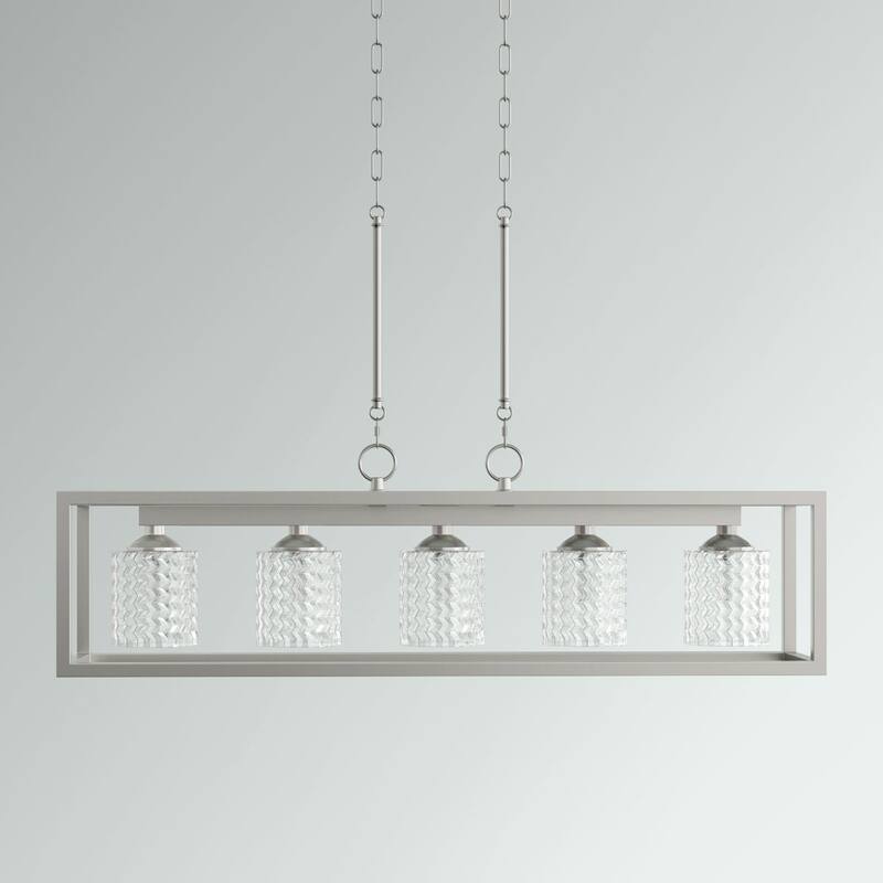 Acroma 5-light 37 Inch Linear Modern Farmhouse Rectangle Chandelier-UL - 37 inches