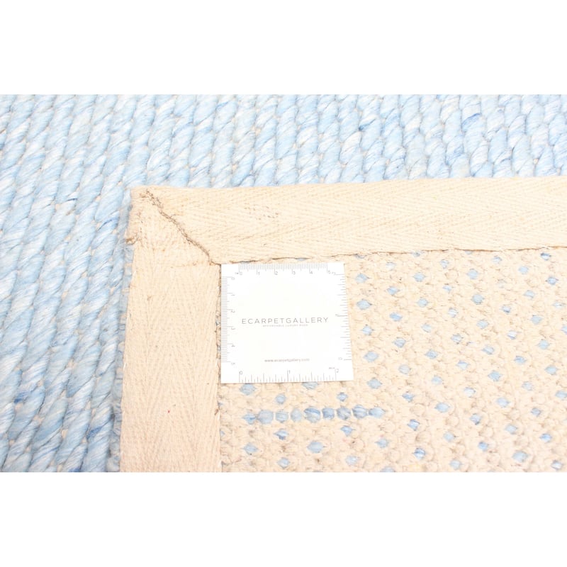 ECARPETGALLERY Braid weave Sienna Sky Blue Wool Rug - 5'0 x 8'0