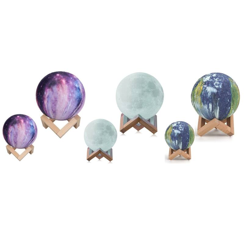 Moon, Galaxy, Earth, Saturn 3D Lamp - Color-Changing with Touch Sensor & Remote Control, Small & Large Size Available