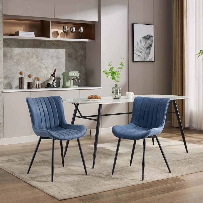 Upholstered Dining Chairs Set of 2, Mid Century Modern Armless Kitchen Chair