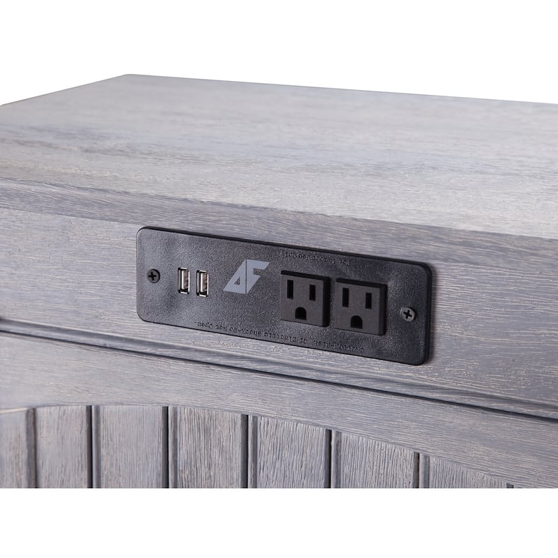 Retro Side Table with USB - Driftwood Accent Table, Living Room End Table, Modern Hardwood Design, 22x14x22 - 22