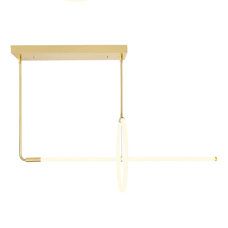 Hoops 2 Light LED Chandelier With Satin Gold Finish - Satin Gold - Satin Gold