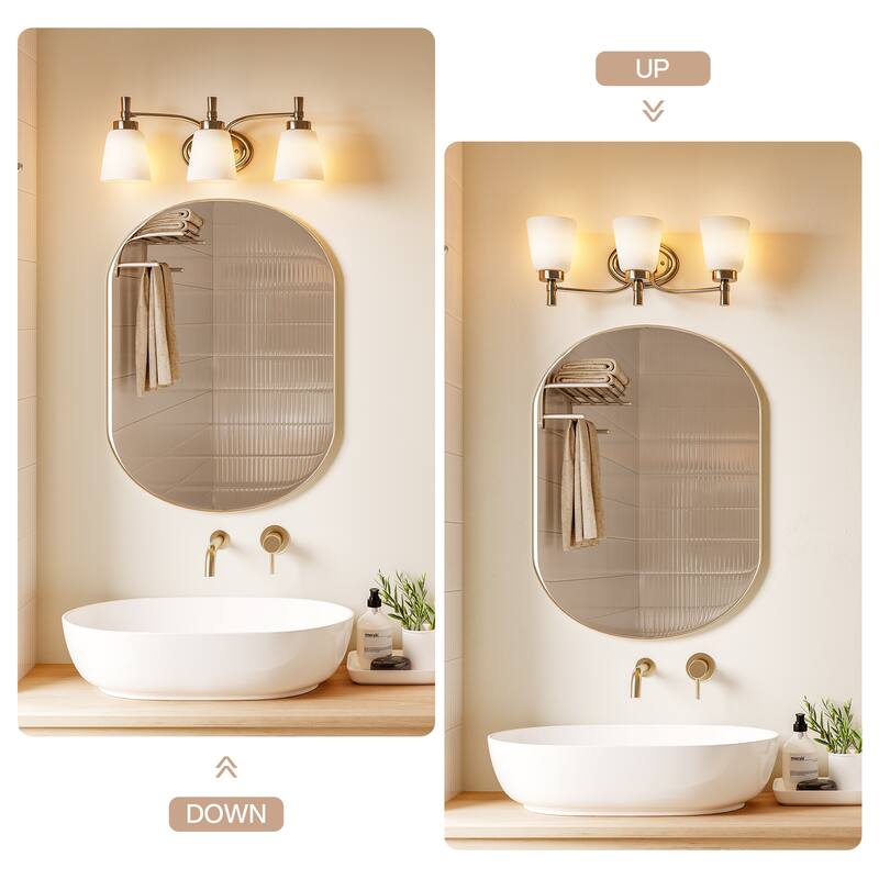Industrial Brushed Nickel 3-Light Vanity Light with Milk White Glass