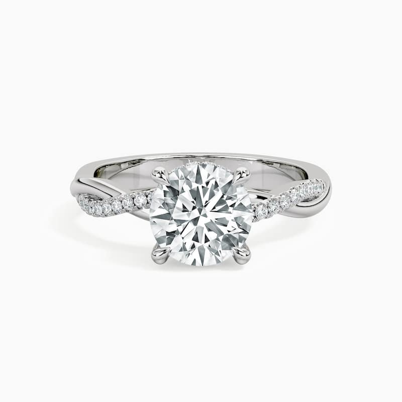 Auriya 14kt White Gold Lab Grown Round Diamond Classic Dainty Twist Hidden Halo Engagement Ring (F-G, VS) - 4.5 - 2.00 ct. center