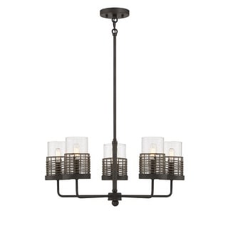 Gunsmoke with Gray Rattan Five Light Convertible Semi-Flush from the Granada Collection