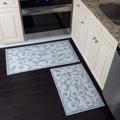 Non-skid Washable Kitchen Runner Rugs (Set of 2) - Set of 44 x 24 and 31.5 x 20 Inches