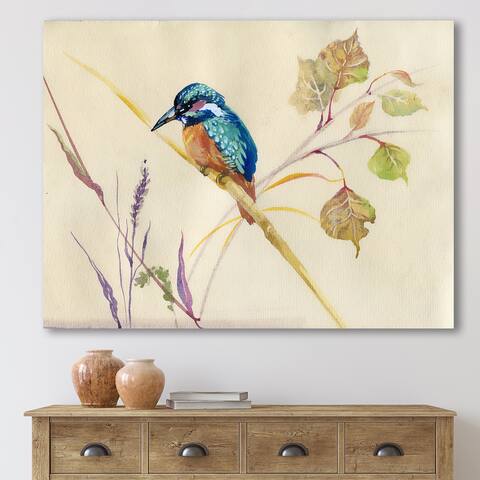 Designart 'Common Kingfisher Bird' Traditional Canvas Wall Art Print