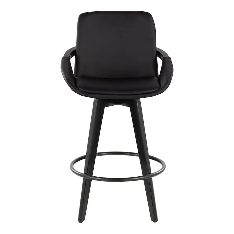 Porch & Den Pugo 26" Fixed-Height Upholstered Counter Stool with Splayed Wood Legs (Set of 2)