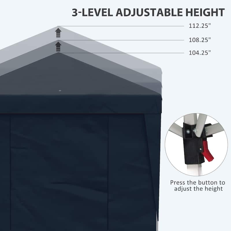 10' x 19.5' Adjustable Pop-Up Canopy Tent with Sidewalls, Double Doors, and Wheeled Carry Bag