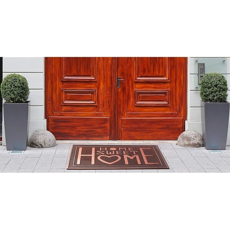 A1HC Home Sweet Home Rubber Pin Mat Heavy Duty Doormat, Copper - 24"x39"