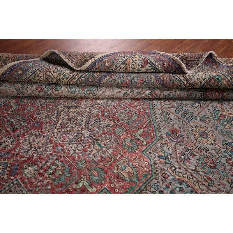 Geometric Tabriz Persian Vintage Area Rug Handmade Wool Carpet - 9'6"x 12'8"