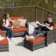 preview thumbnail 63 of 92, OVIOS 5-piece Patio Furniture Wicker Outdoor High-back Seating Set