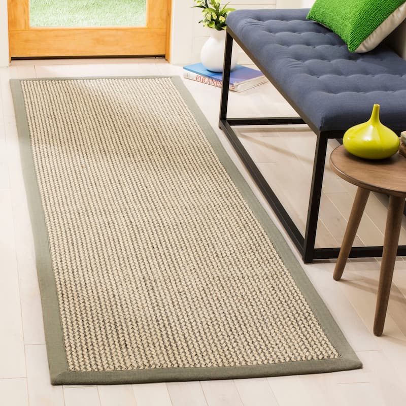 SAFAVIEH Natural Fiber Margret Sisal & Wool Rug - 2' x 12' Runner - Grey - Runner