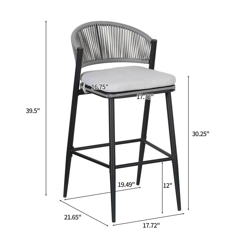 Christopher Knight Home - Beverly Outdoor Barstools with Scallop Backrest, Set of 2