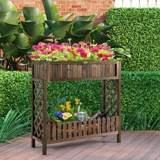 2Tier Wood Raised Garden Bed Elevated Planter Box for Vegetable, Fruit ...