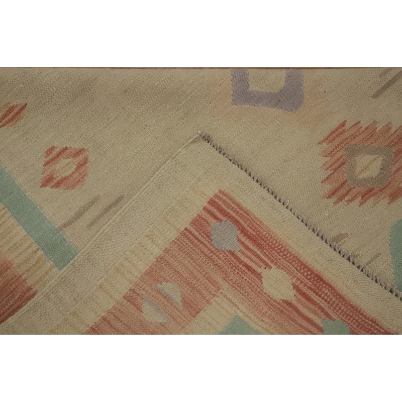 Hand Woven Southwestern Wool Beige Geometric Area Rug - 6' 5'' X 4' 8''