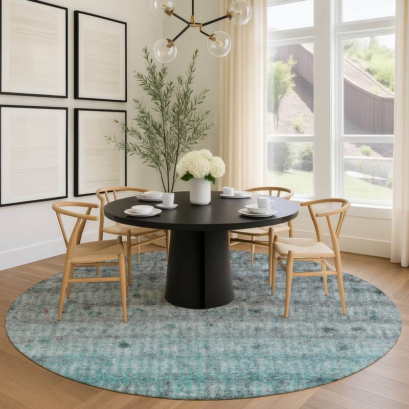 Machine Washable Indoor/ Outdoor Ombre Stripes Chantille Rug